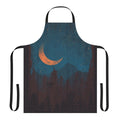Apron featuring a night sky landscape with mountains, stars, and fireflies