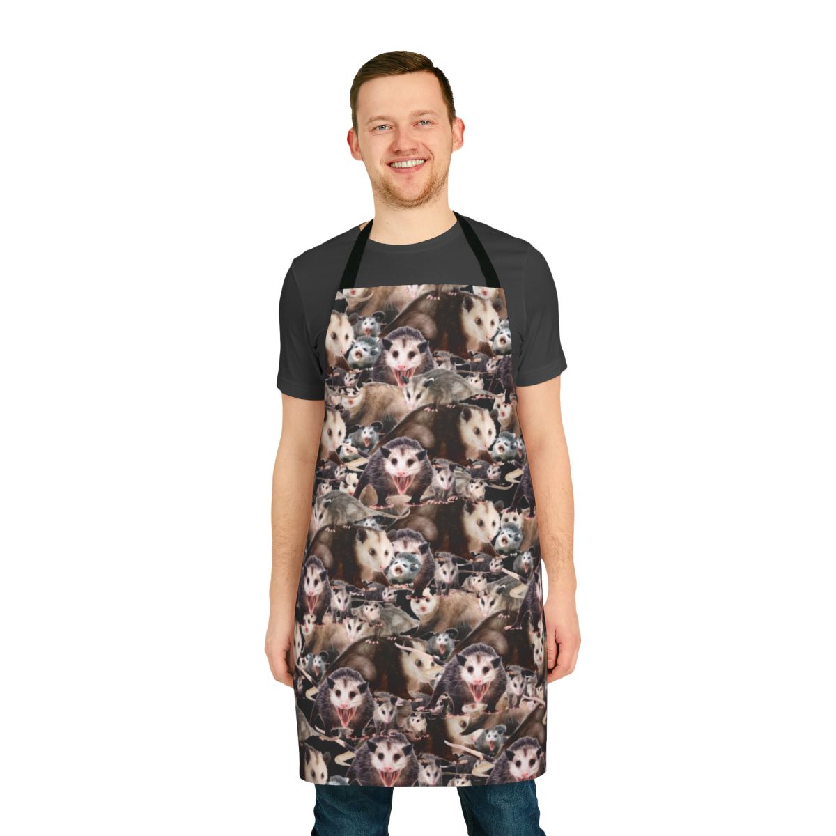 Whimsical opossum apron featuring a possum design