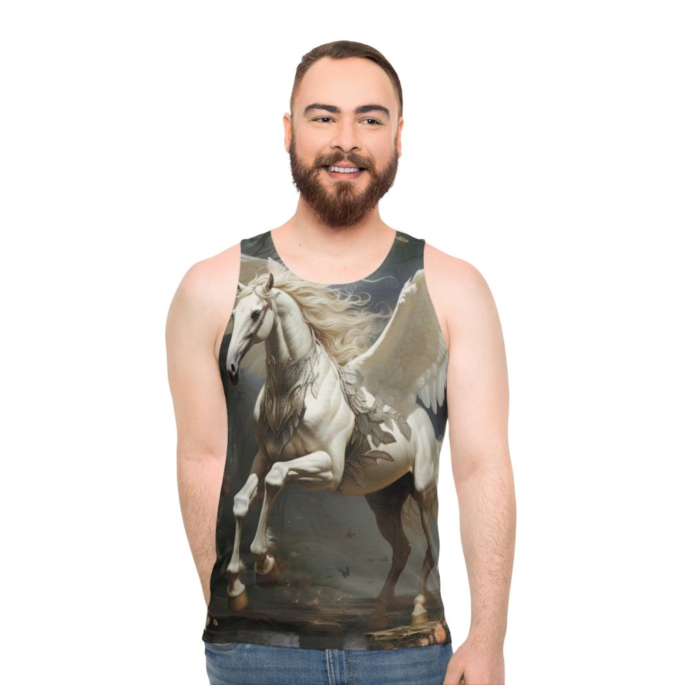 Unisex tank top with enchanting pegasus design