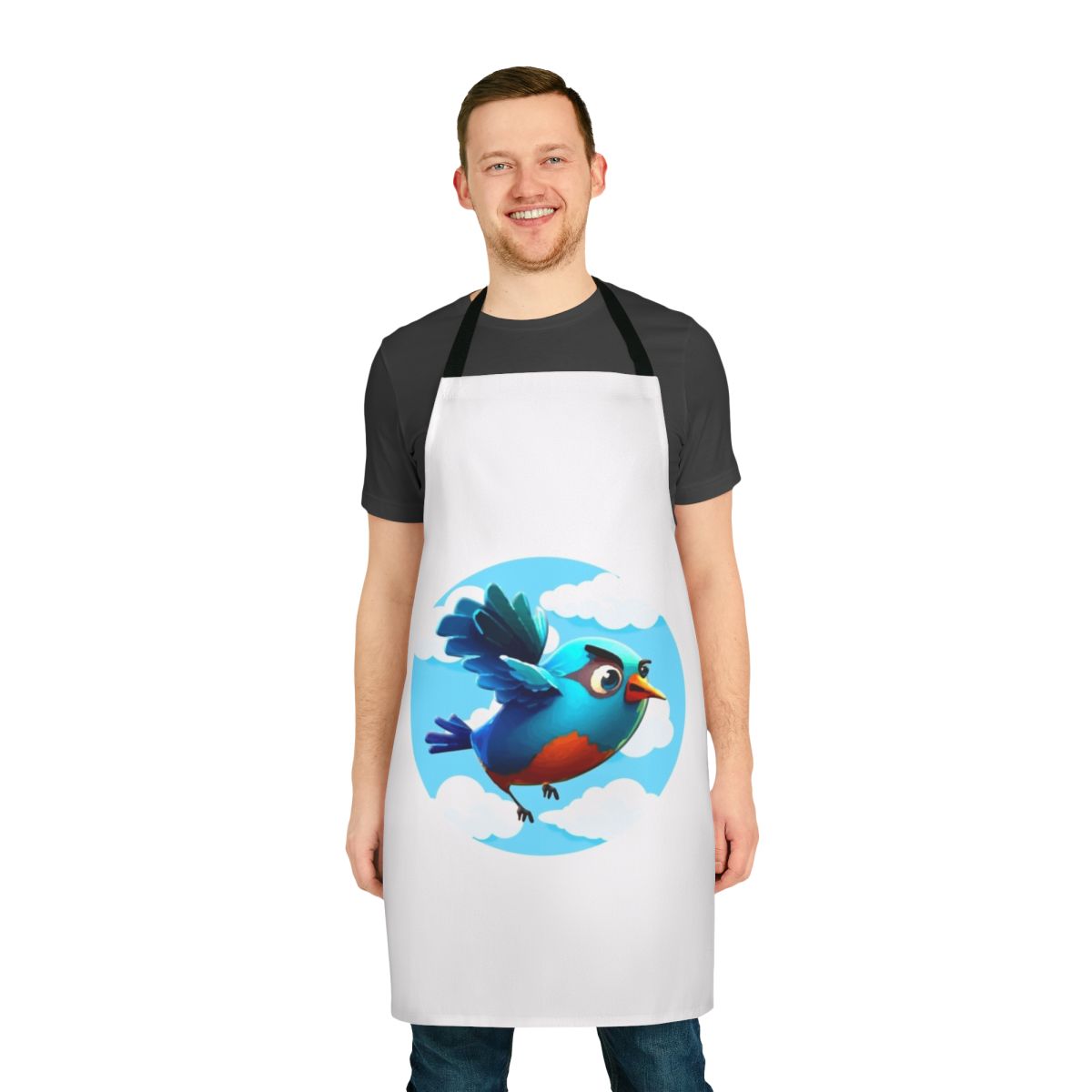 Whimsical apron featuring a phoenix chick design in a medieval fine art style