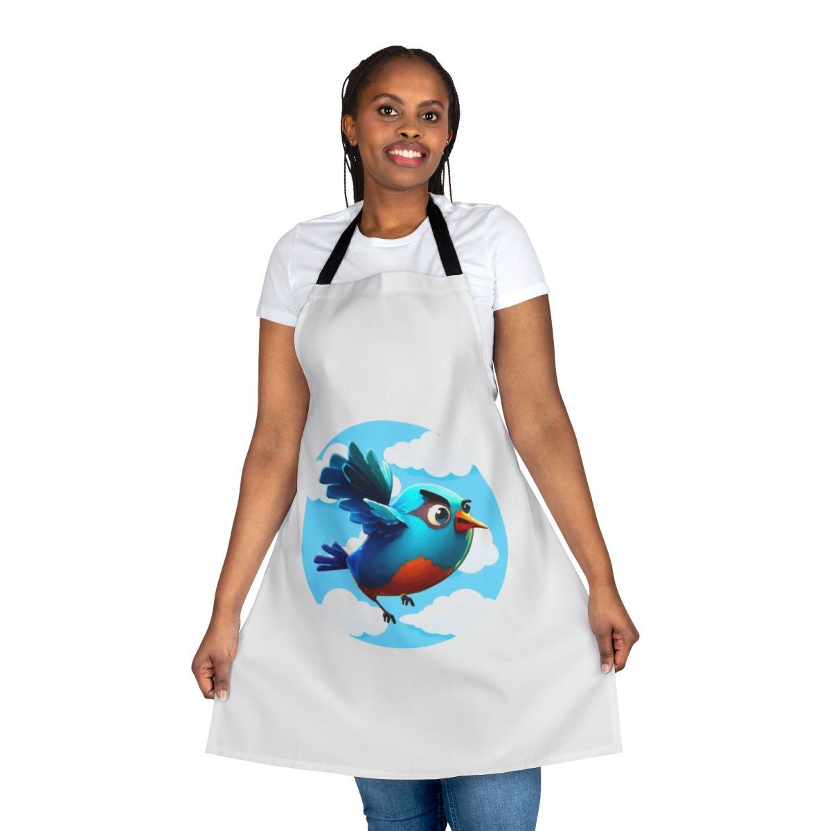 Whimsical apron featuring a phoenix chick design in a medieval fine art style