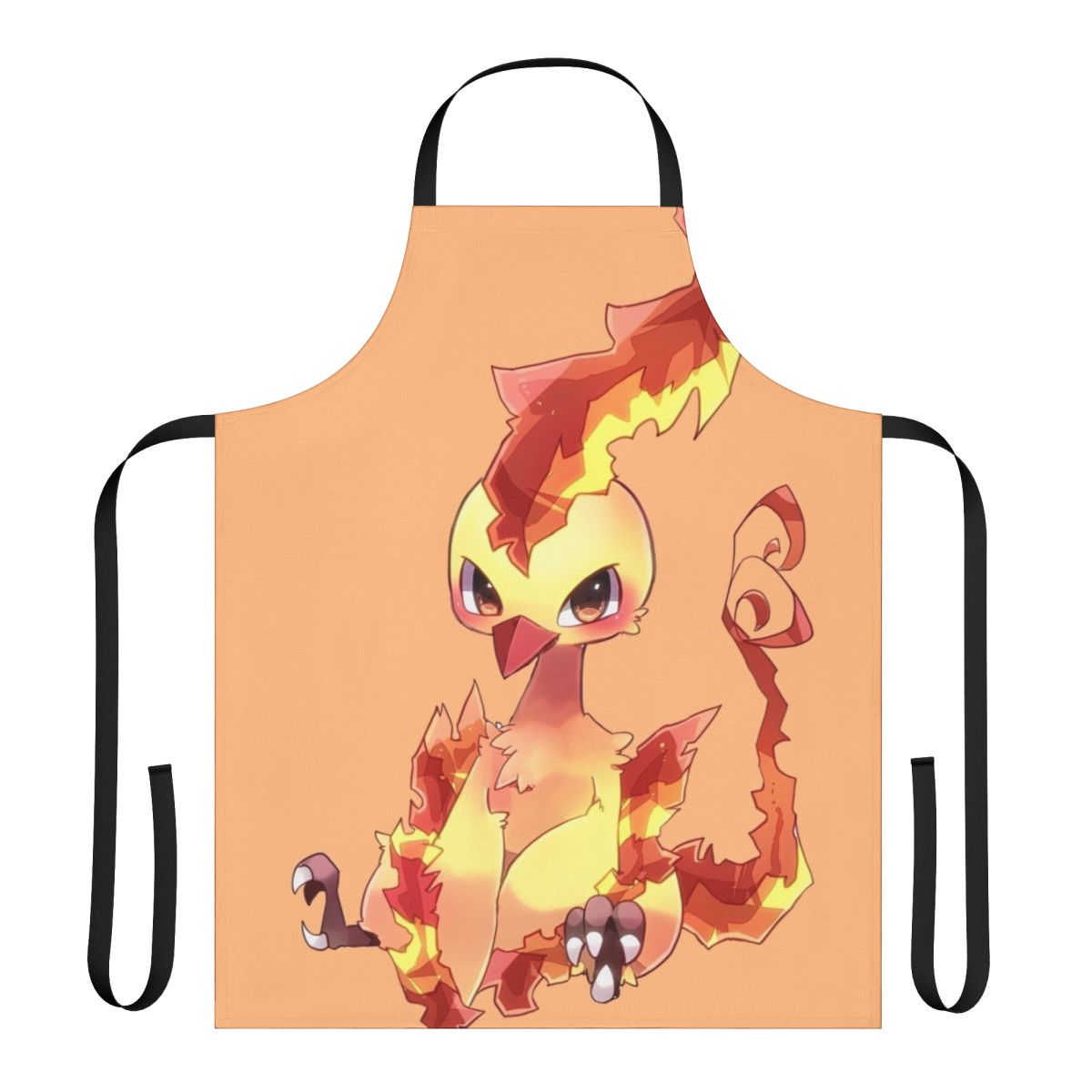 Person wearing a high-quality apron featuring a phoenix, a mythical legendary bird.