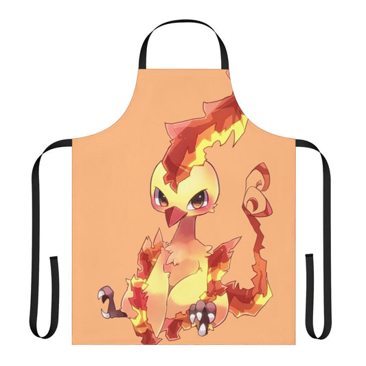 Person wearing a high-quality apron featuring a phoenix, a mythical legendary bird.