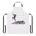 Monochrome apron featuring the Pied Piper of Hamelin folklore