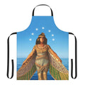 Priestess-inspired apron featuring a colorful, abstract design