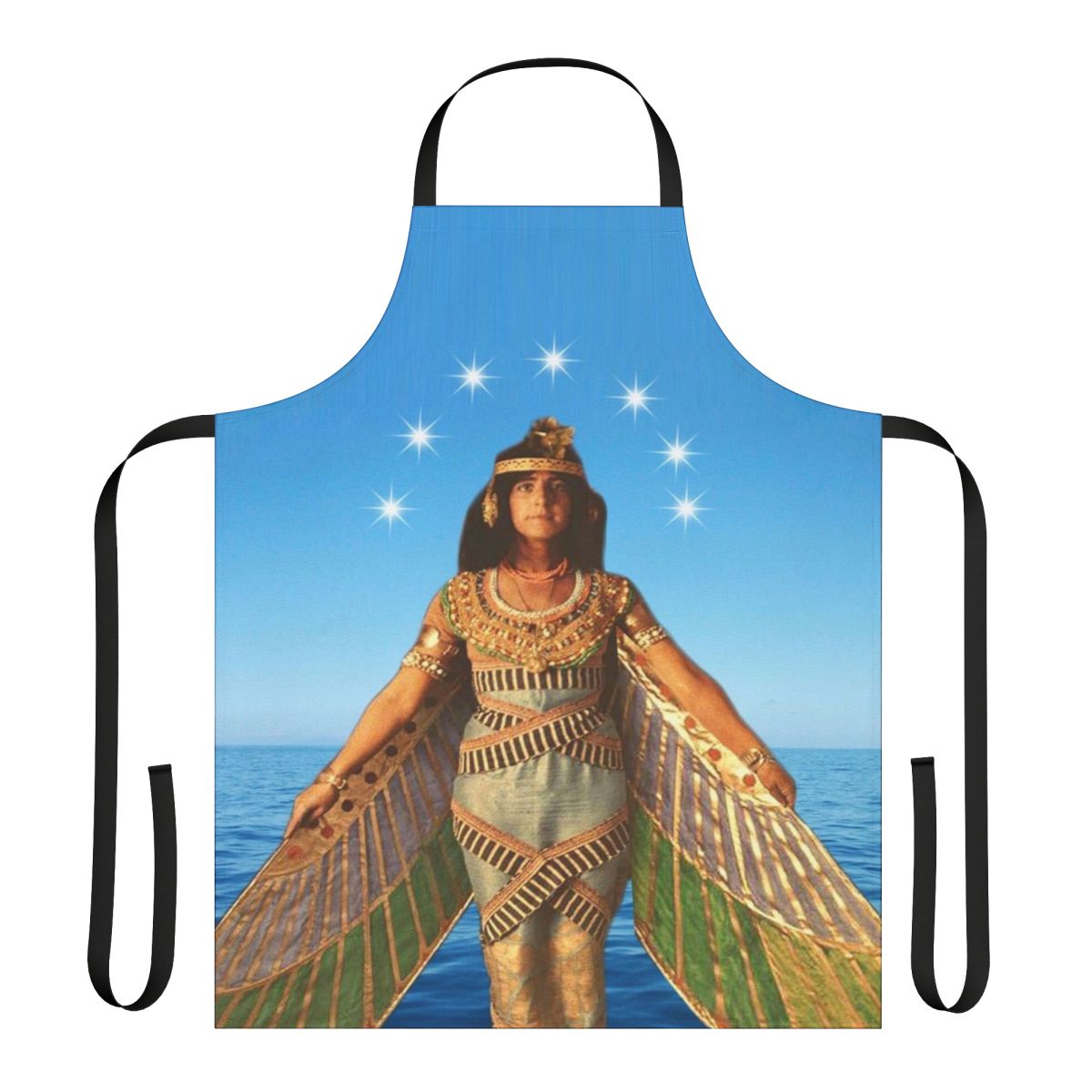 Priestess-inspired apron featuring a colorful, abstract design