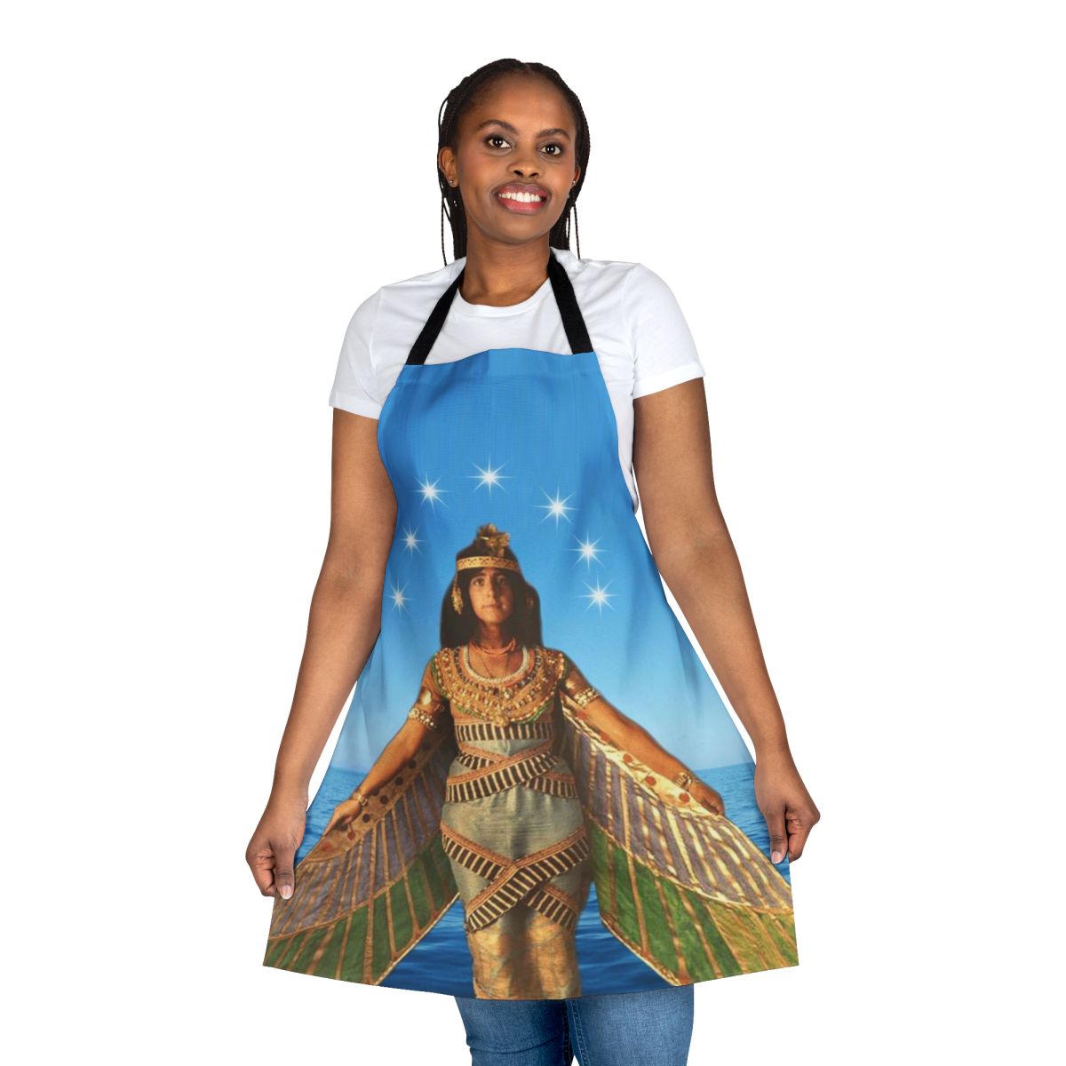 Priestess-inspired apron featuring a colorful, abstract design