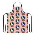 Colorful rainbow unicorn apron featuring a magical white unicorn design
