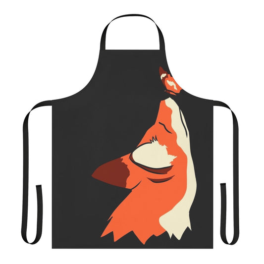 Vibrant illustration of a red fox in an autumn scene, depicted on a stylish kitchen apron.
