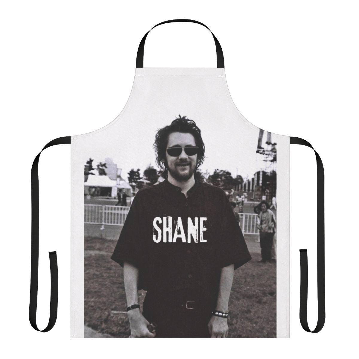 Apron featuring the image and lyrics of Irish singer Shane McGowan