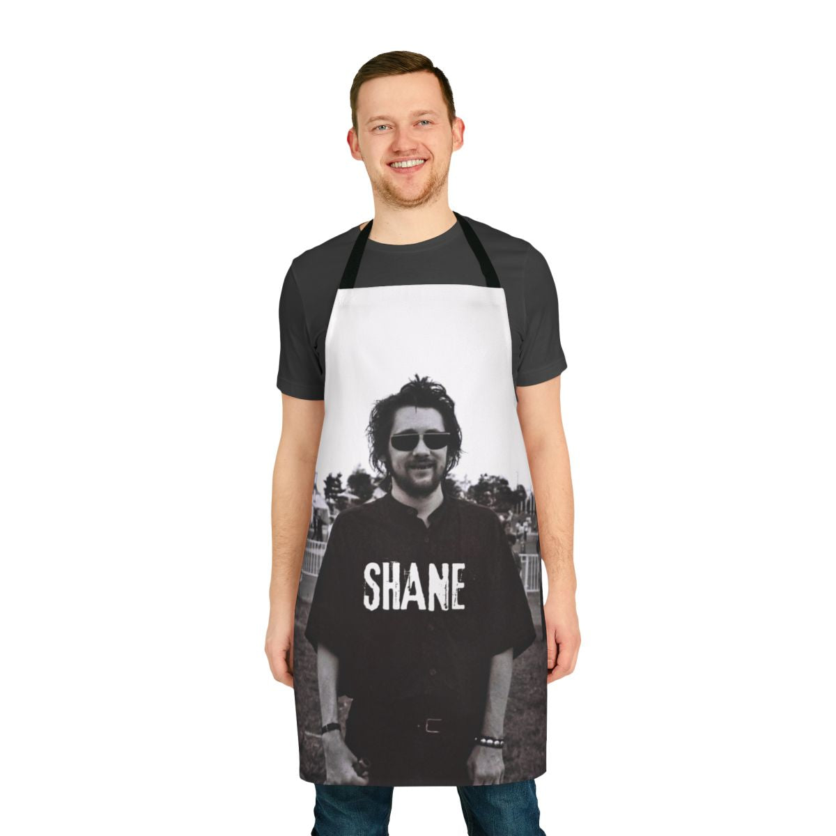 Apron featuring the image and lyrics of Irish singer Shane McGowan