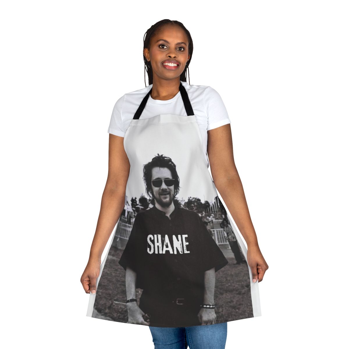 Apron featuring the image and lyrics of Irish singer Shane McGowan