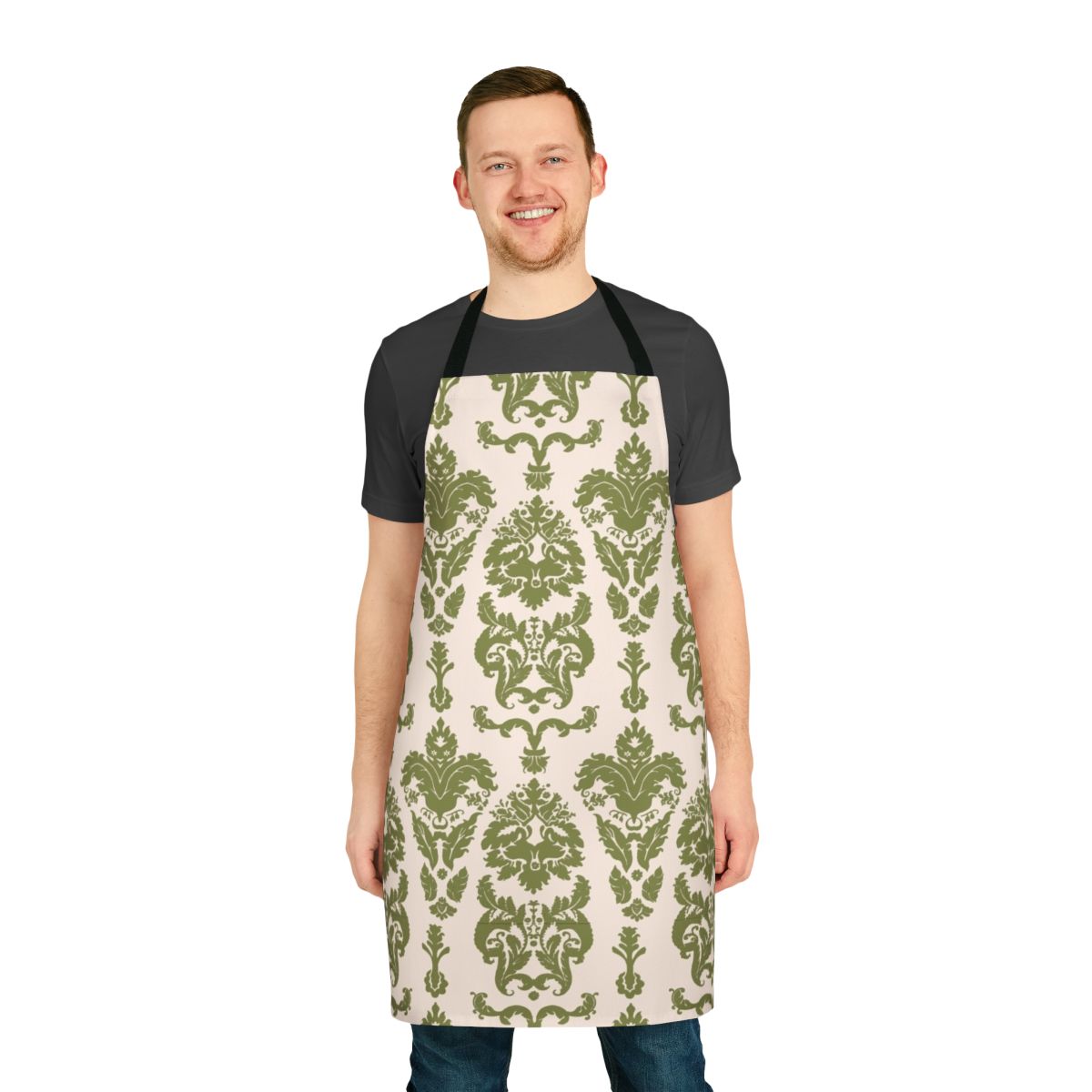 Apron featuring a classic curtain pattern inspired by the musical The Sound of Music