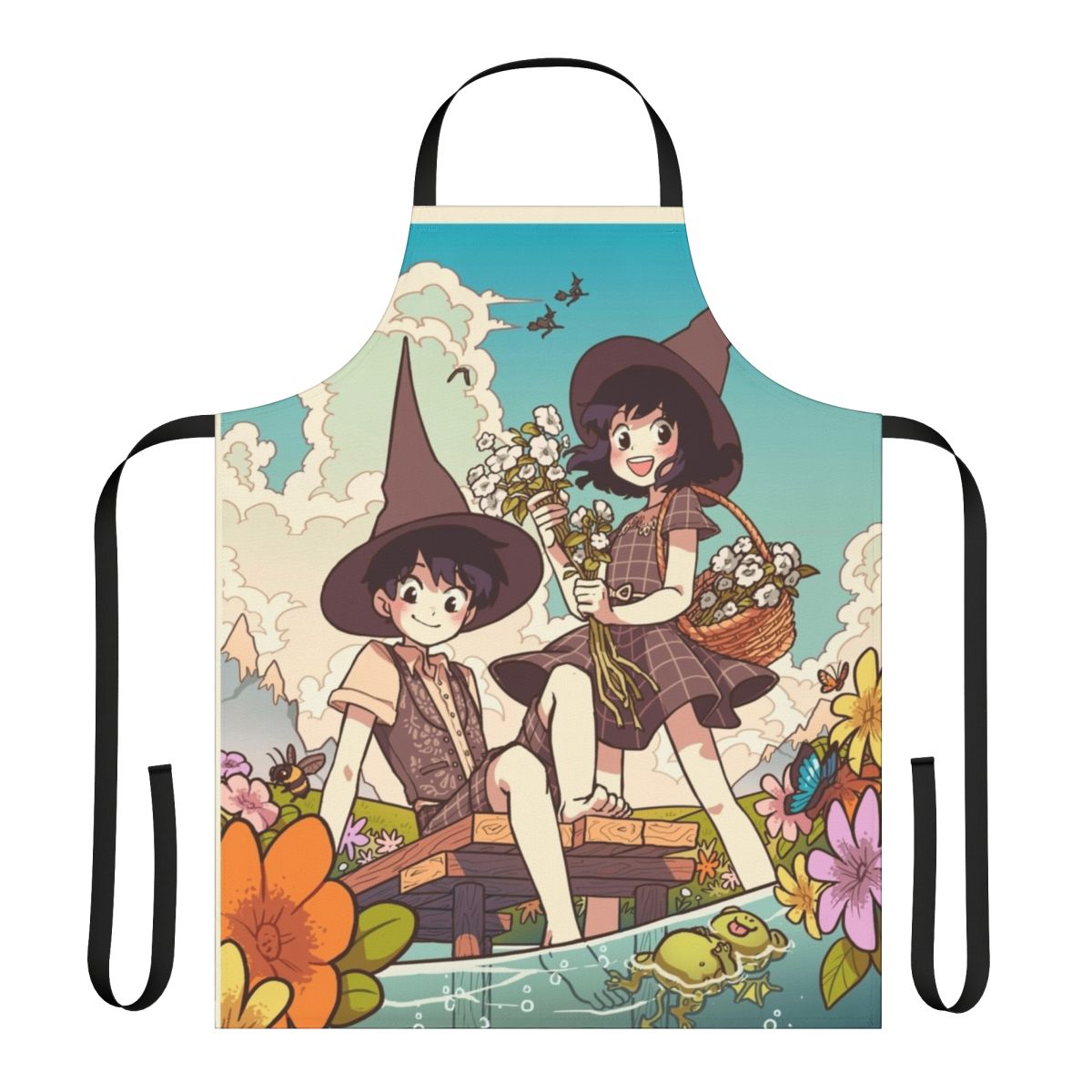 Colorful spring apron featuring the Wytte twins from the popular webcomic