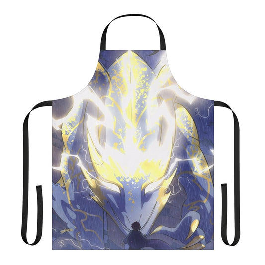Facing The Storm Apron featuring a fantasy dragon and aurora design