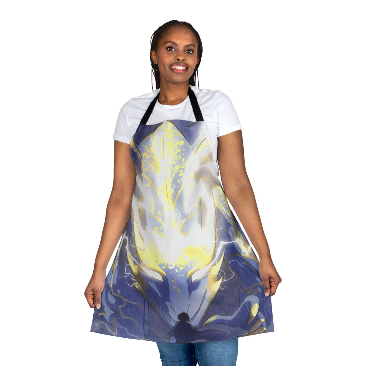 Facing The Storm Apron featuring a fantasy dragon and aurora design