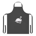 A vibrant, abstract design of a swan on a high-quality apron