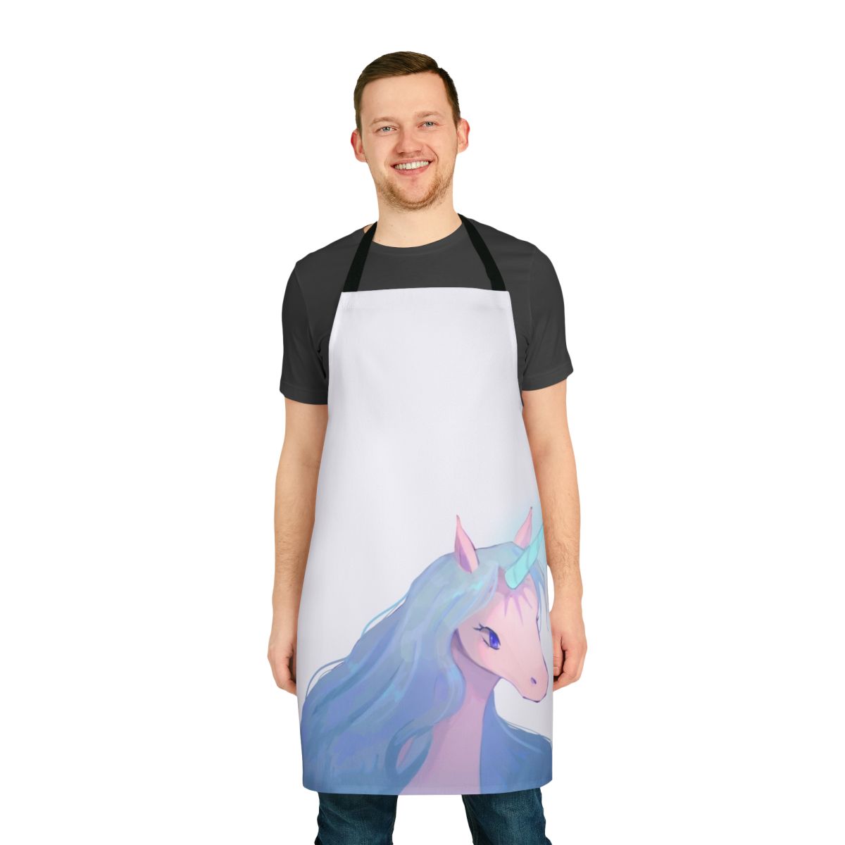 Apron featuring a beautiful illustration of the enchanting unicorn from the classic fantasy cartoon "The Last Unicorn"