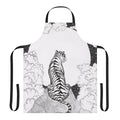 Whimsical apron featuring a tiger and moon illustration in a dreamy, magical style.