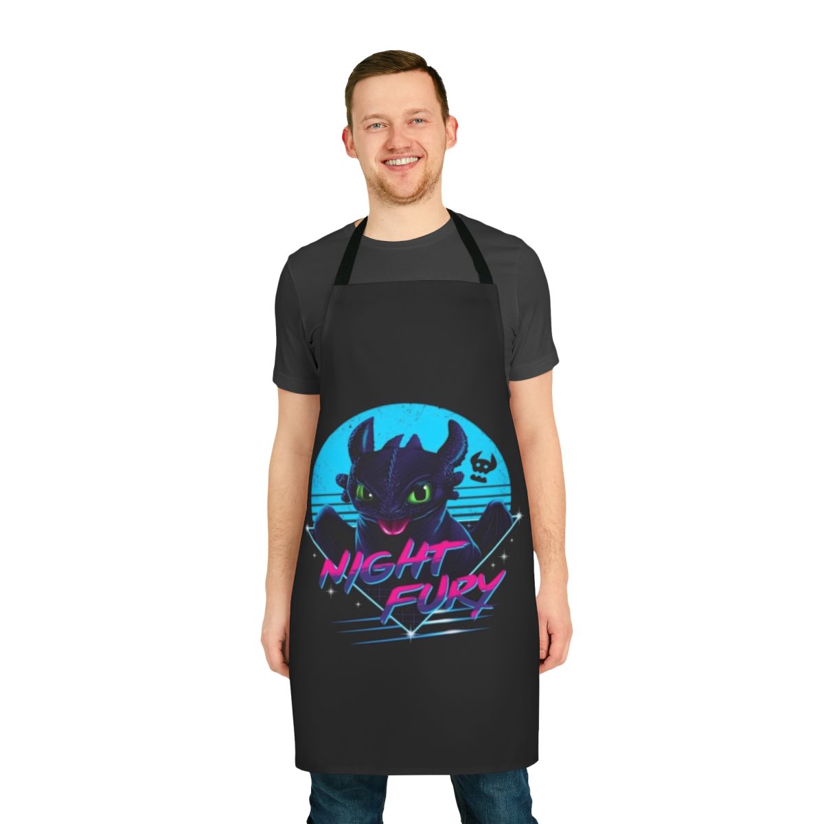 Toothless Night Fury inspired apron with a galaxy design