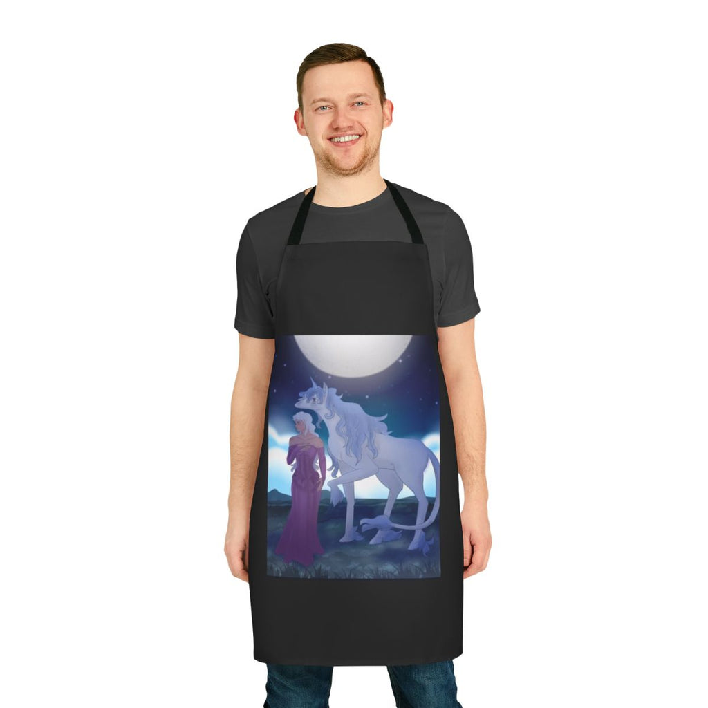 Whimsical apron featuring original artwork from the beloved fantasy film "The Last Unicorn"
