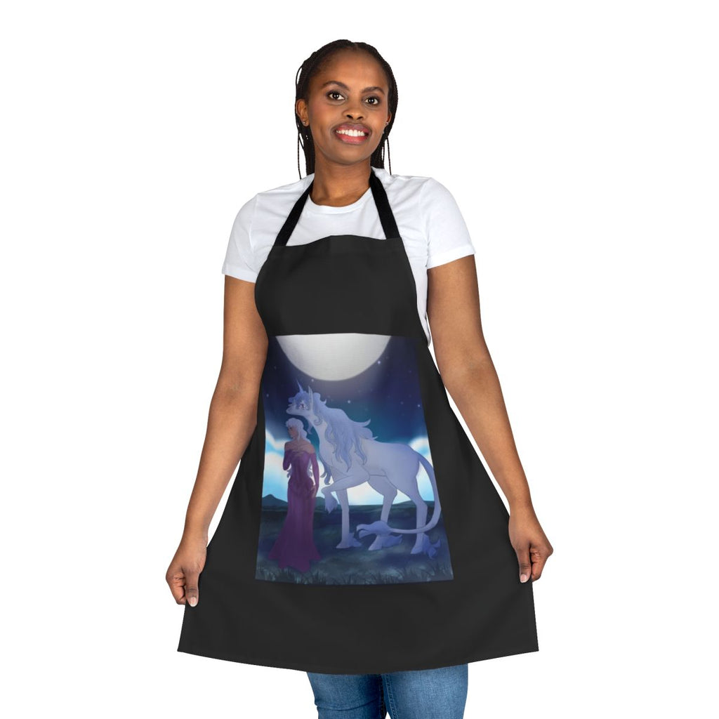 Whimsical apron featuring original artwork from the beloved fantasy film "The Last Unicorn"