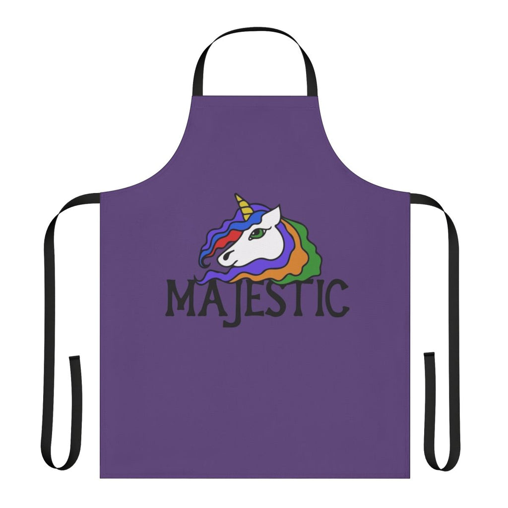 A vibrant and whimsical unicorn apron featuring a majestic rainbow design.