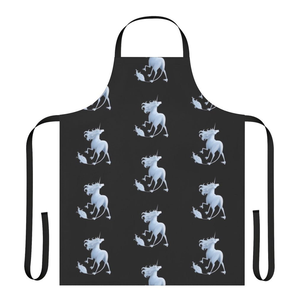 A whimsical unicorn apron in a dark, gothic style for the fantasy enthusiast.