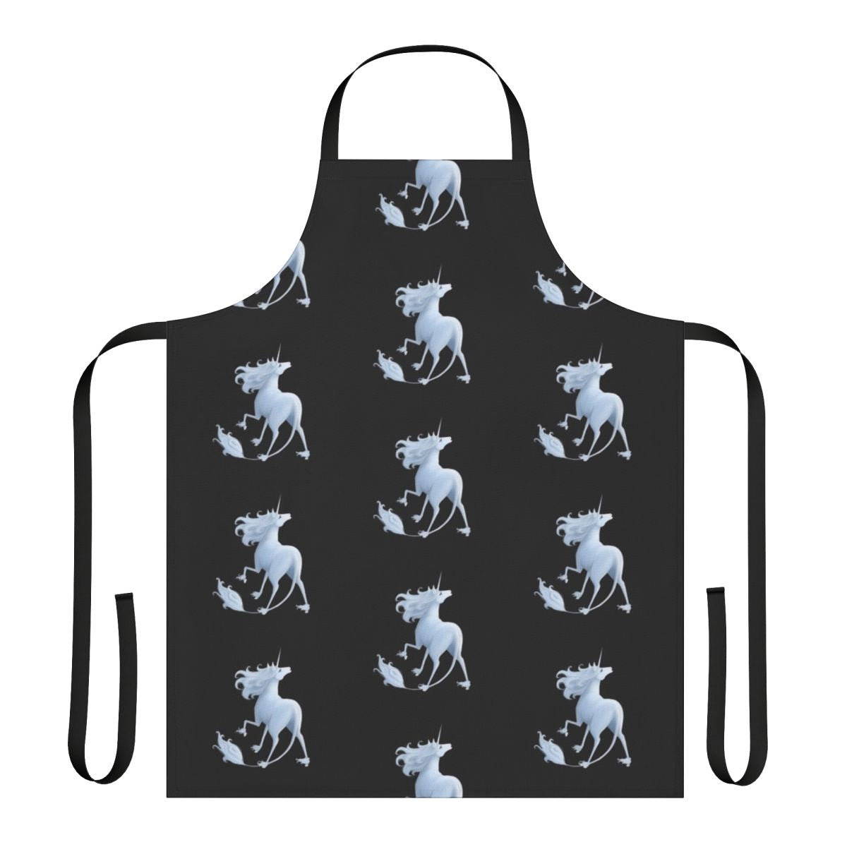 A whimsical unicorn apron in a dark, gothic style for the fantasy enthusiast.