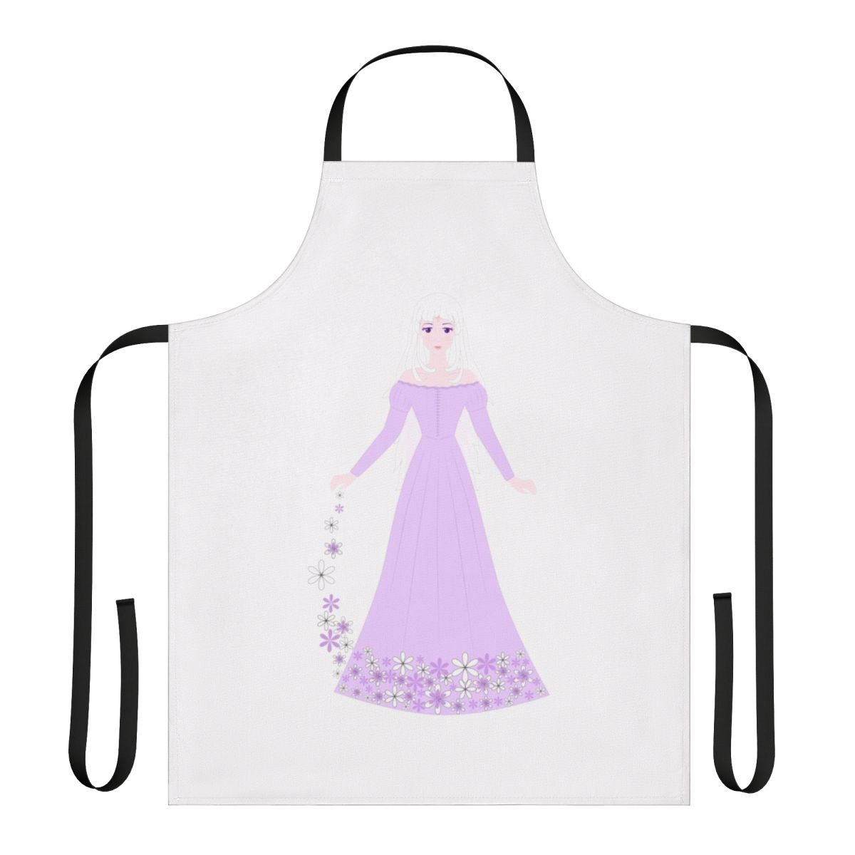 Floral apron featuring a beautiful unicorn character from the fantasy film "The Last Unicorn"