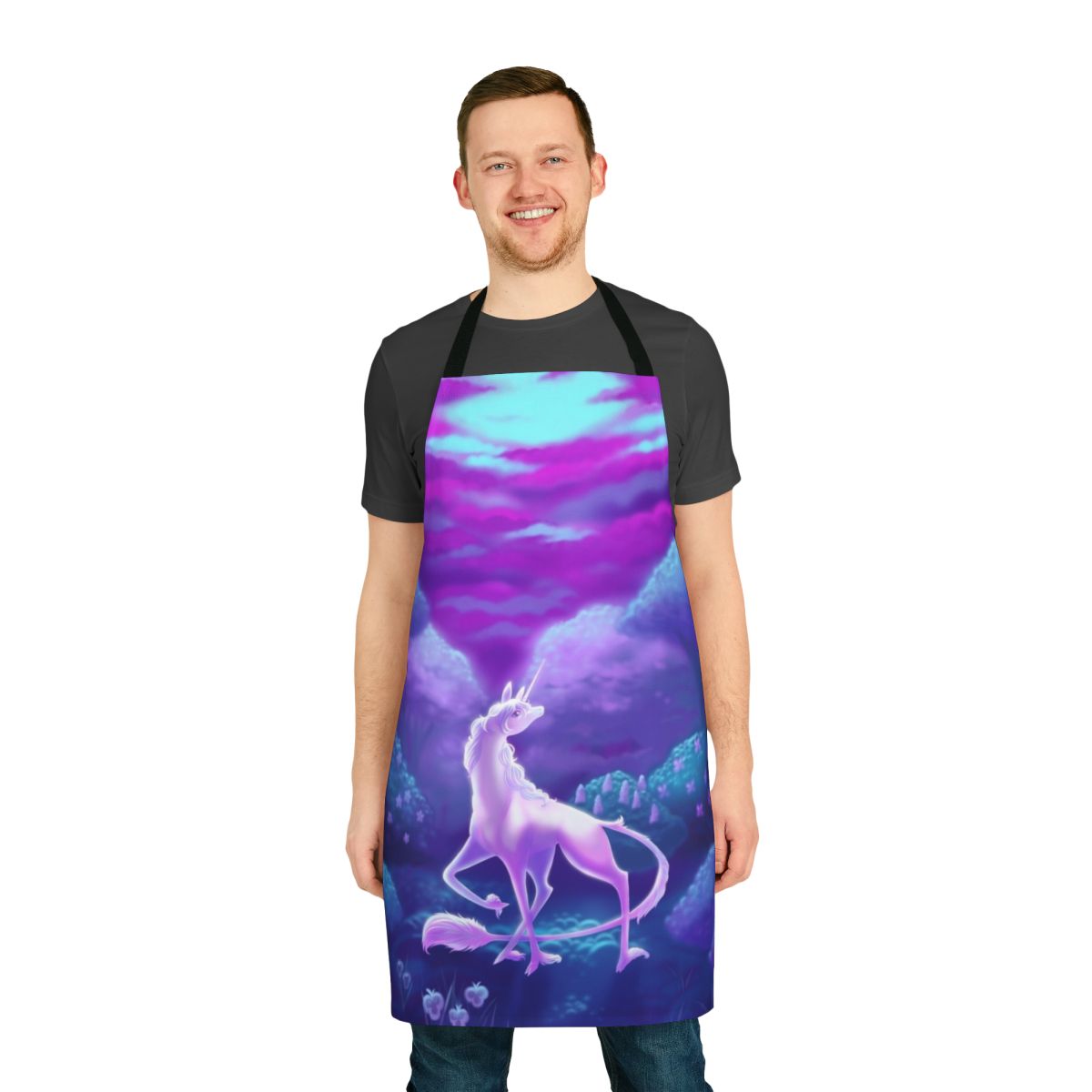 Whimsical unicorn-themed apron with magical design