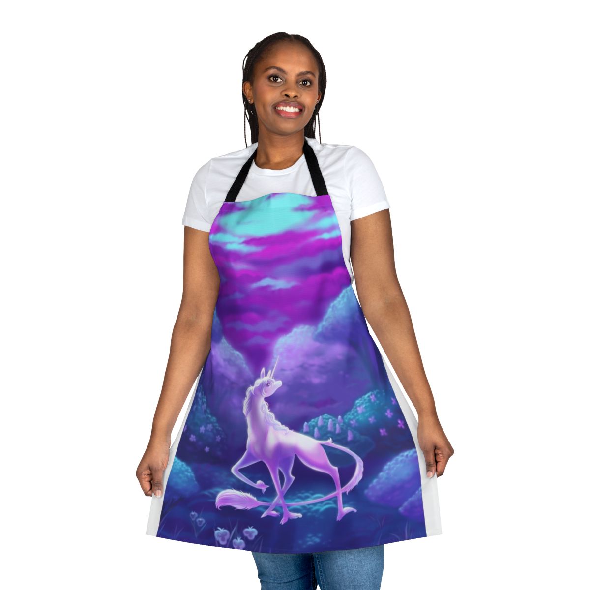 Whimsical unicorn-themed apron with magical design
