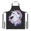 A high-quality apron featuring a beautiful illustration of Lady Amalthea, the central character from the classic fantasy film The Last Unicorn.