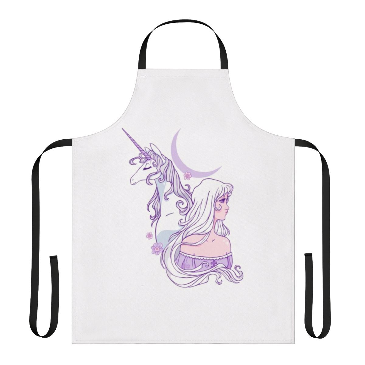 Whimsical apron featuring a unicorn design inspired by the classic animated film "The Last Unicorn"