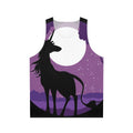 Unisex tank top with a unicorn in a moonlit forest design