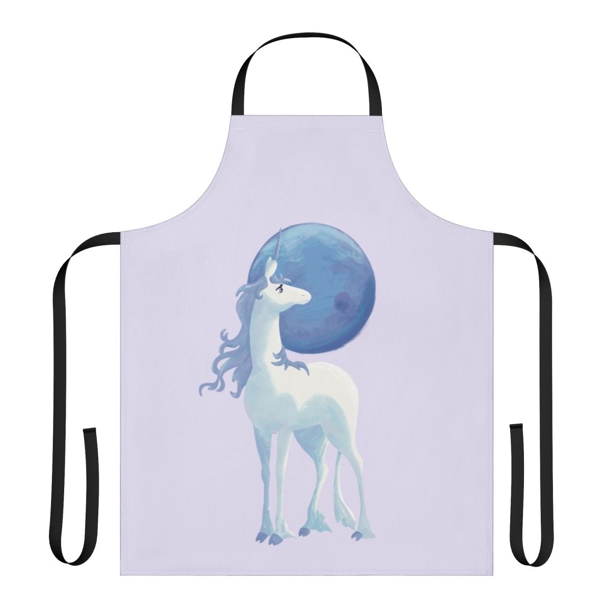 Apron featuring a silhouette of a mystical unicorn against a moon-lit night sky.