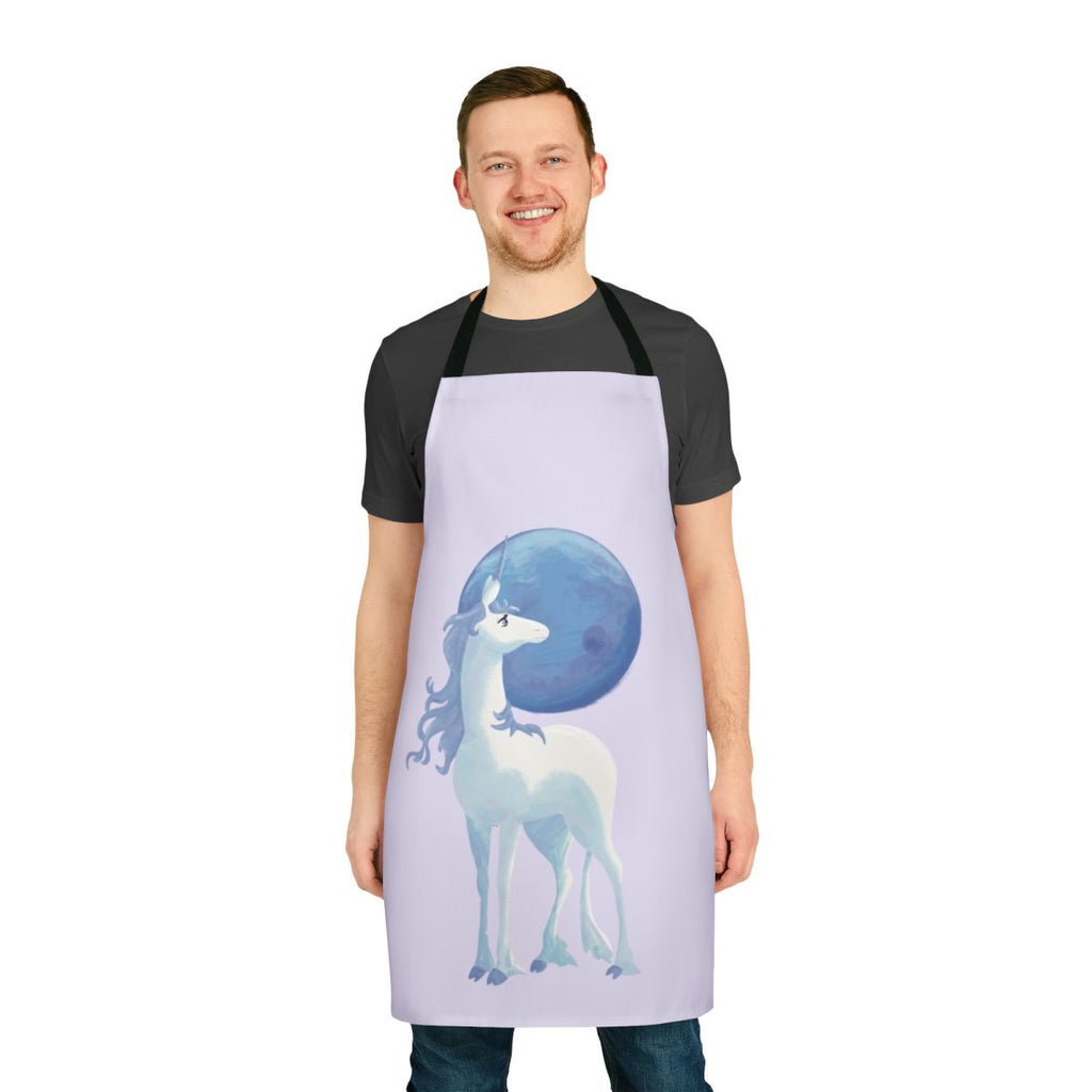 Apron featuring a silhouette of a mystical unicorn against a moon-lit night sky.