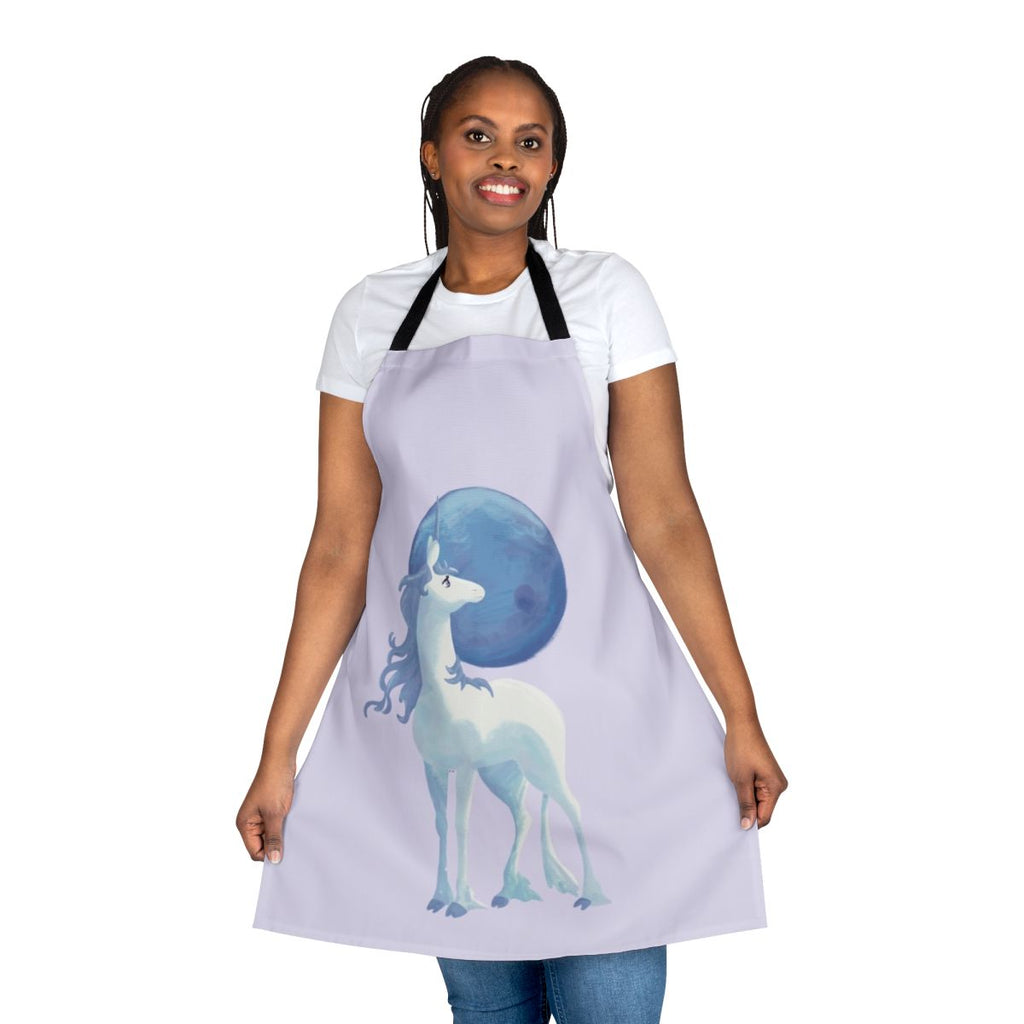 Apron featuring a silhouette of a mystical unicorn against a moon-lit night sky.