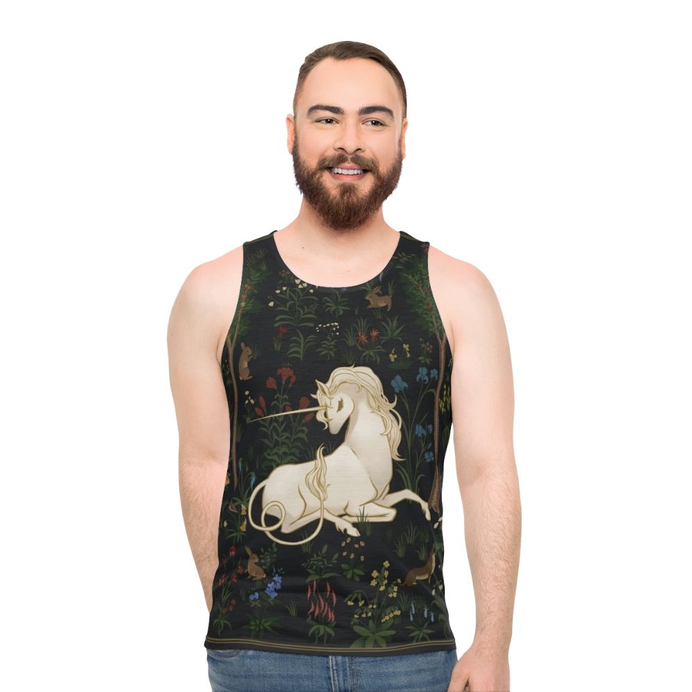Unicorn in a fantasy woodland scene