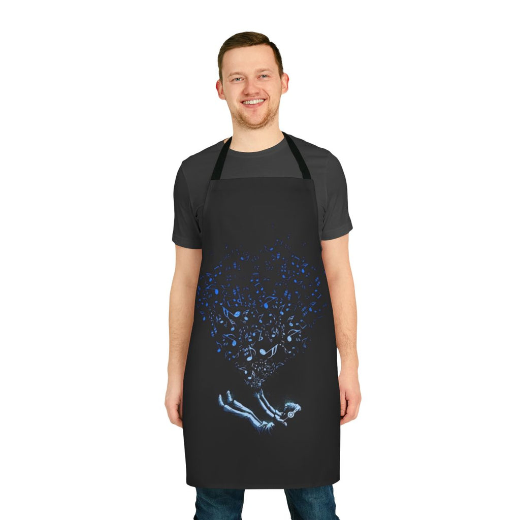 Apron featuring a captivating universe of musical notes and celestial designs