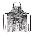 Apron featuring a whimsical winter forest scene with deer, fox, and other woodland creatures