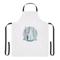 Illustration of a snow queen-inspired apron with a forest and winter scene