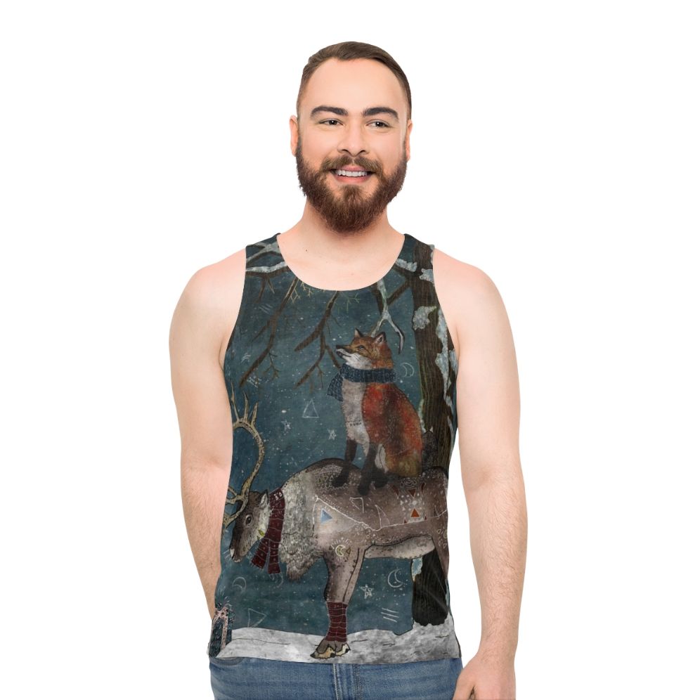 Unisex winter tank top with whimsical nature-inspired design