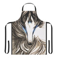 A high-quality apron featuring a majestic winter wolf design.