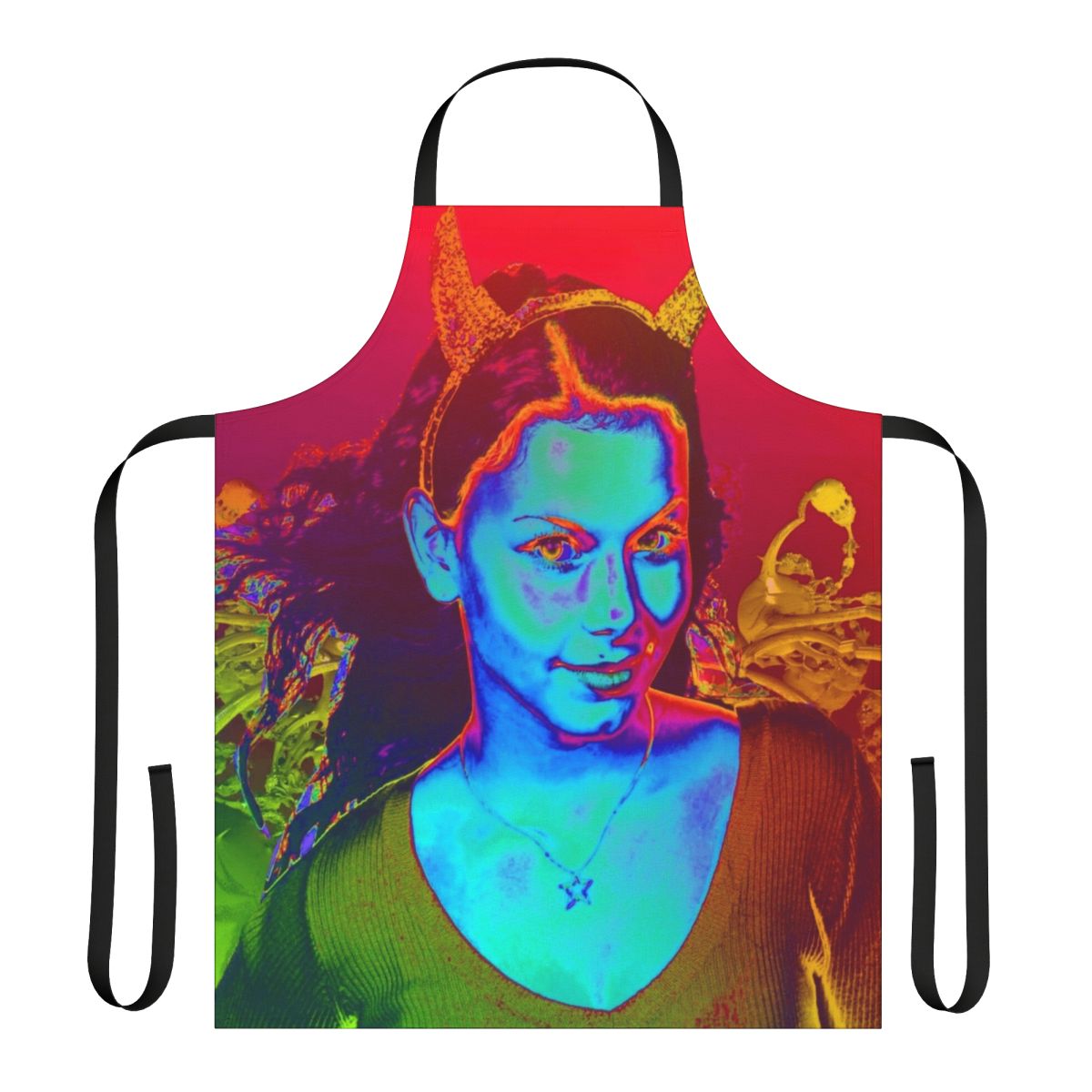 Vibrant and unique witchcraft-themed apron with abstract patterns and a contemporary design