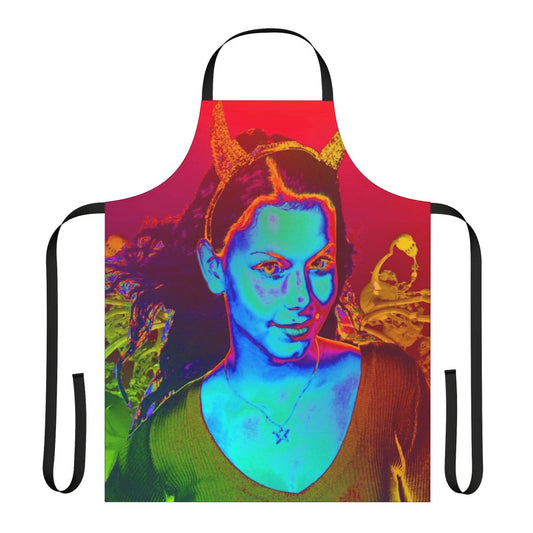 Vibrant and unique witchcraft-themed apron with abstract patterns and a contemporary design