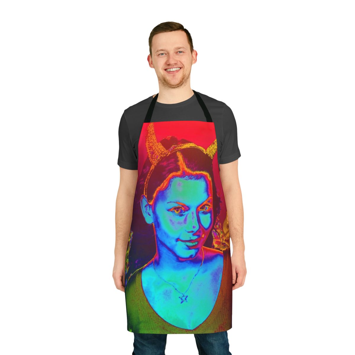 Vibrant and unique witchcraft-themed apron with abstract patterns and a contemporary design