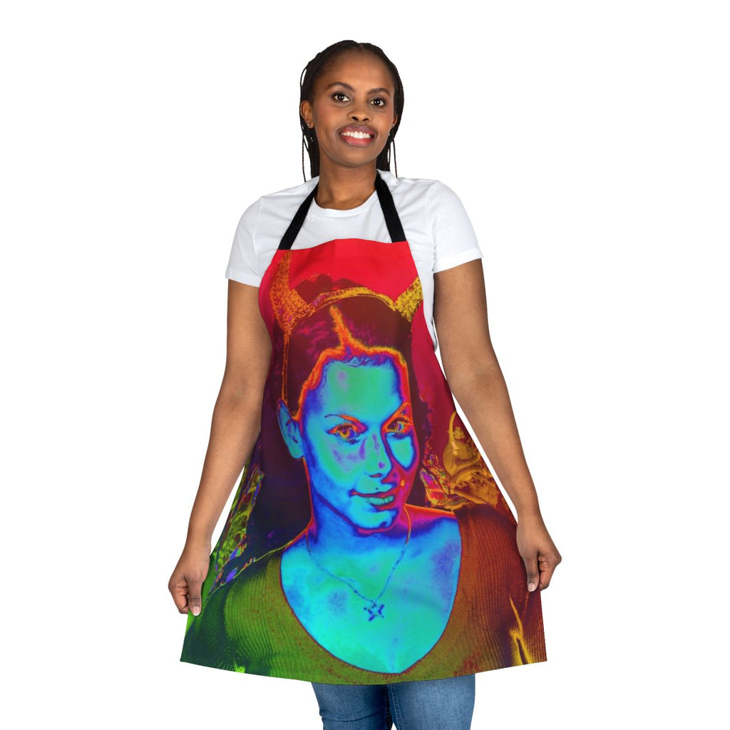 Vibrant and unique witchcraft-themed apron with abstract patterns and a contemporary design