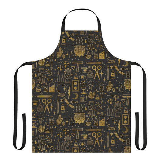 Witchy apron with magical symbols and designs