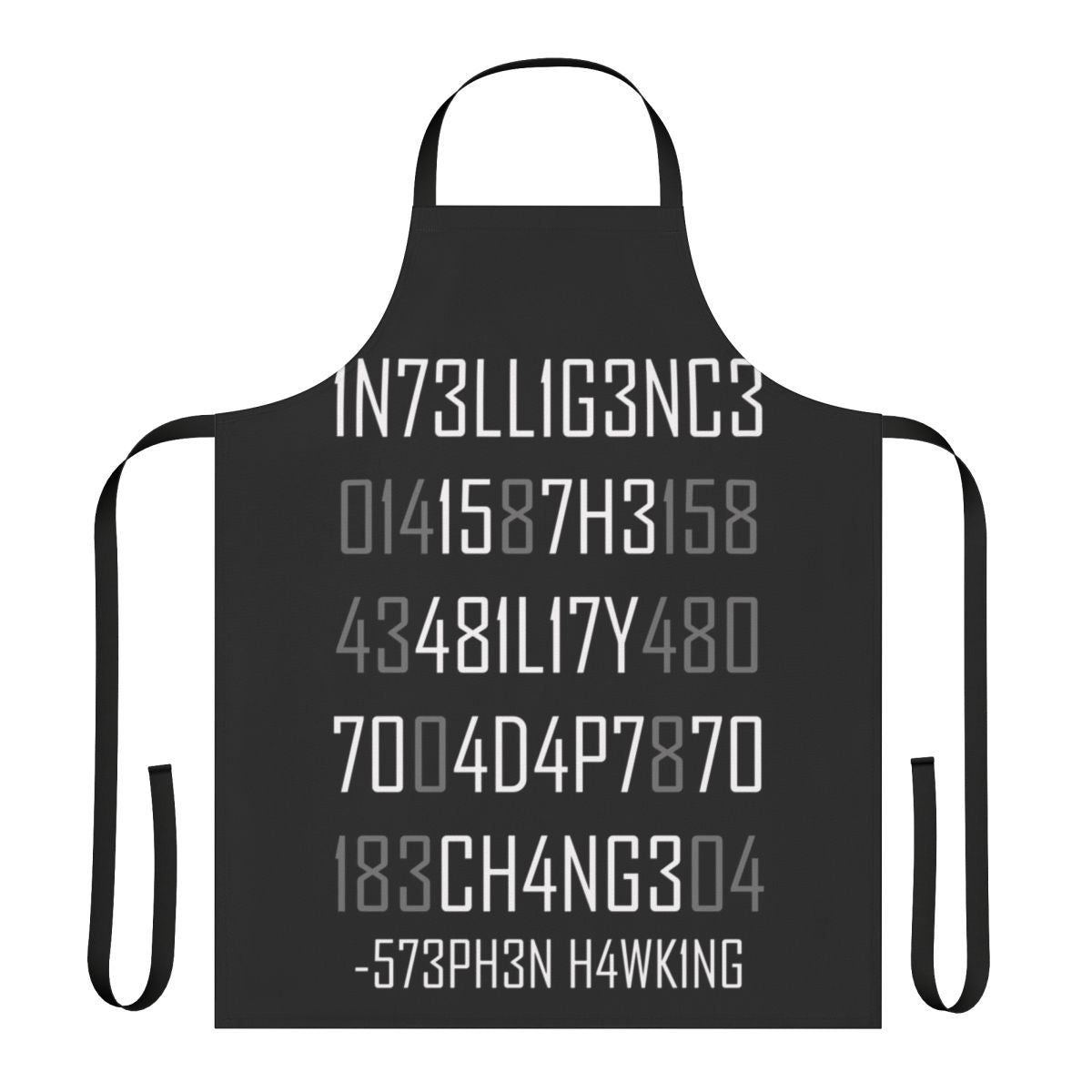 Encoded and reversed apron design with "Adapt or Die" message for science enthusiasts